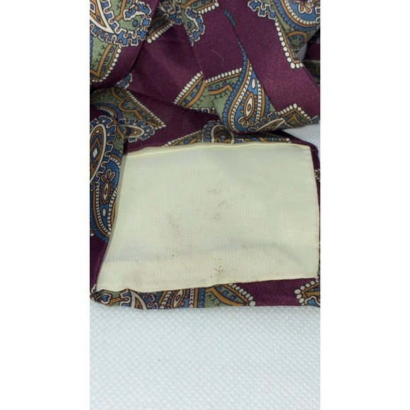 Hunting Horn Classics Mens Paisley Medallion Silk Tie Burgundy Red Green 3.75" - Picture 5 of 6